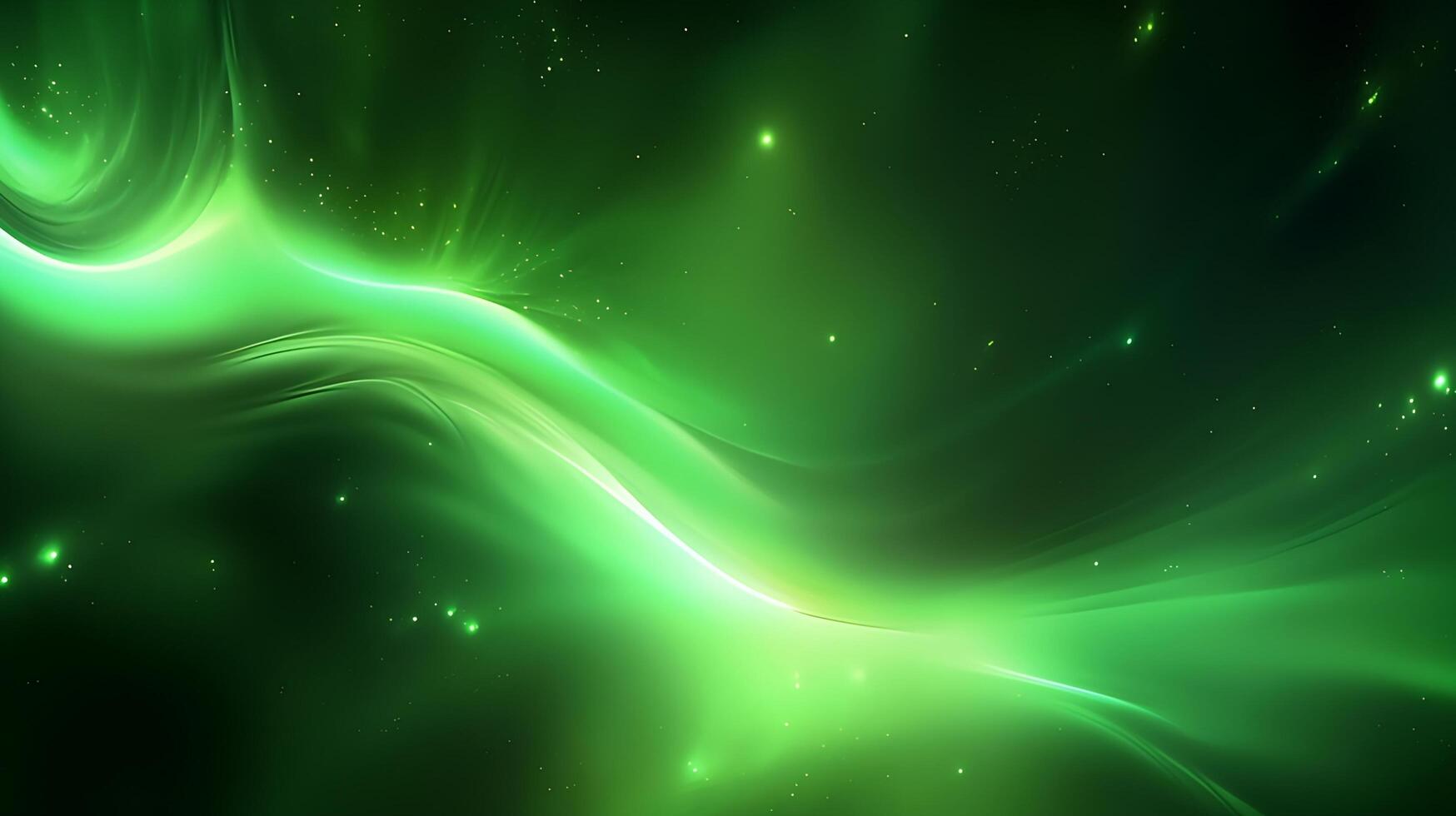 Abstract green luxury wave background with light effect. AI Generated photo