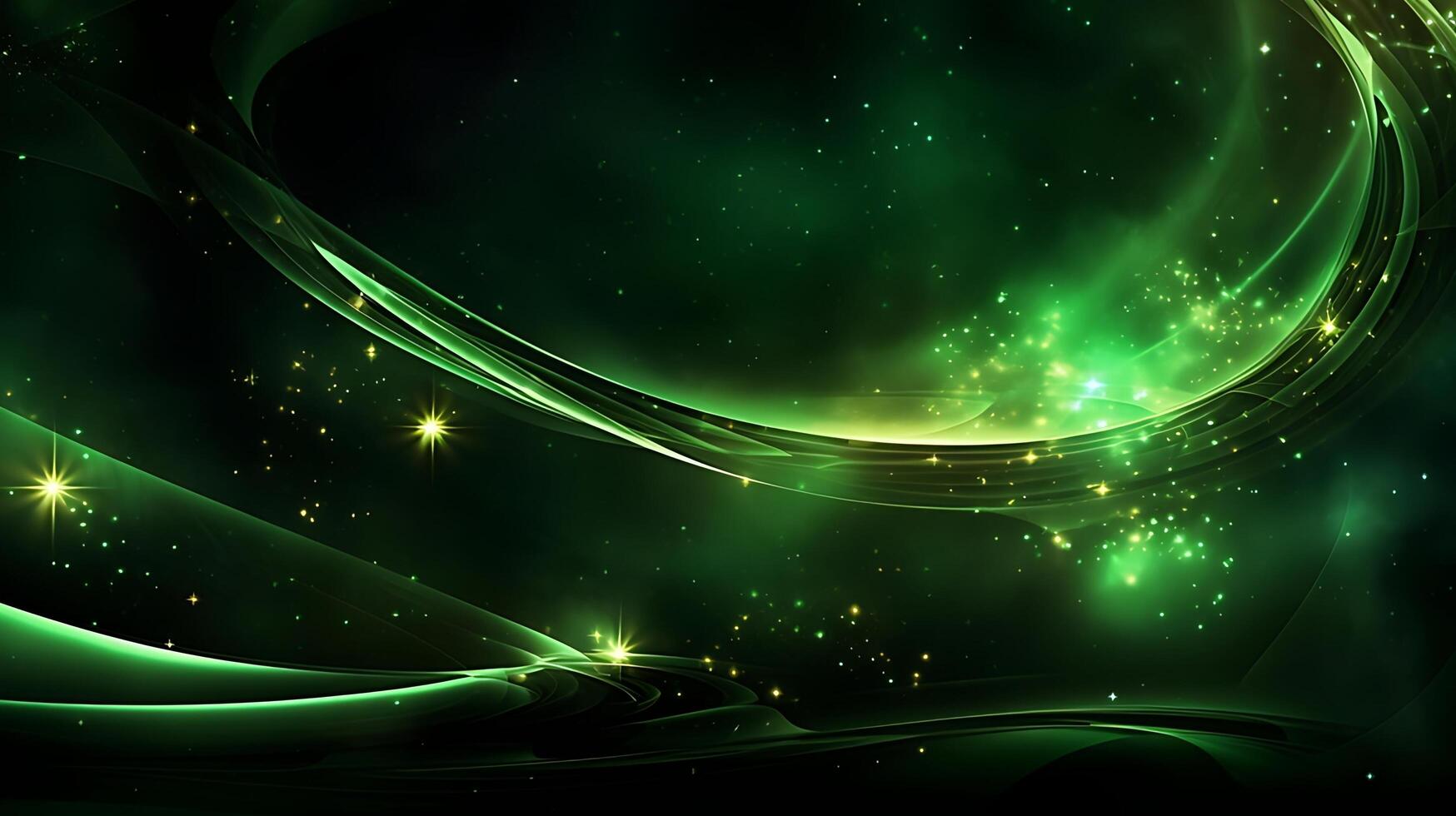 Abstract green luxury wave background with light effect. AI Generated photo