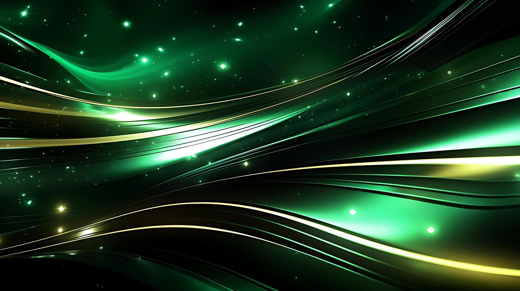Abstract green luxury wave background with light effect. photo