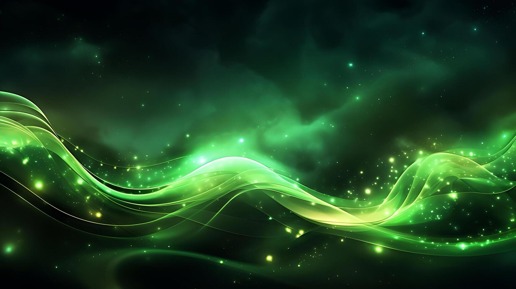 Abstract green luxury wave background with light effect. photo