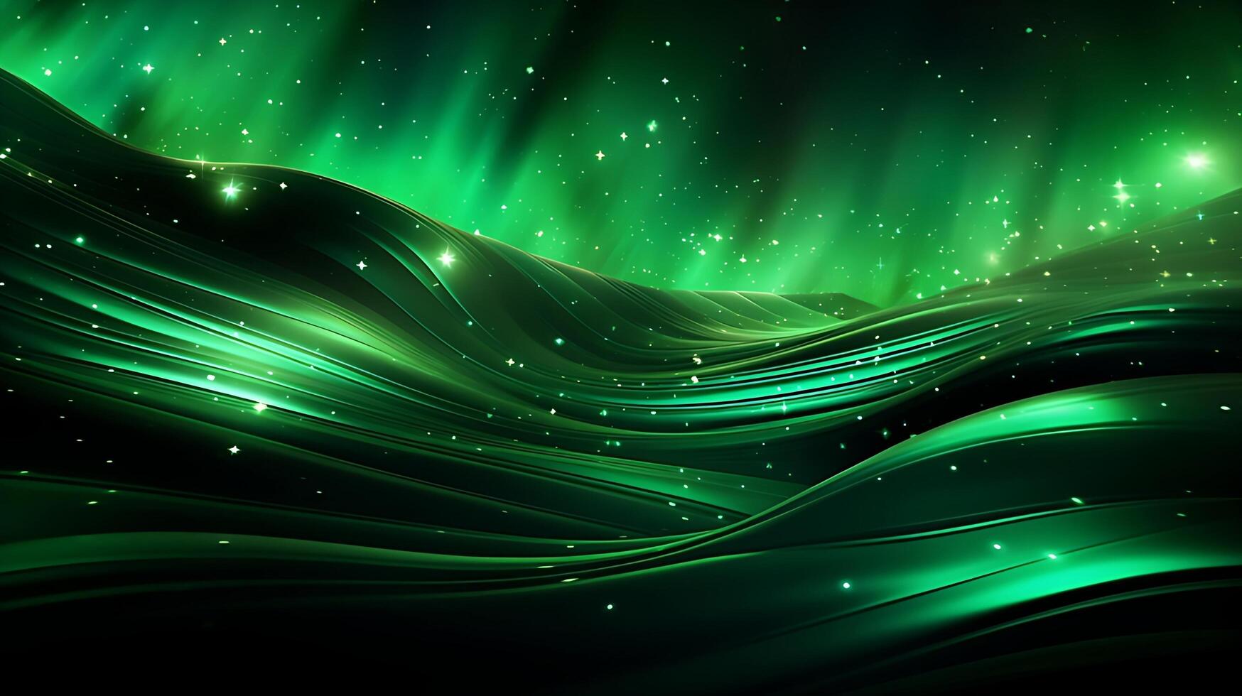 Abstract green luxury wave background with light effect. photo
