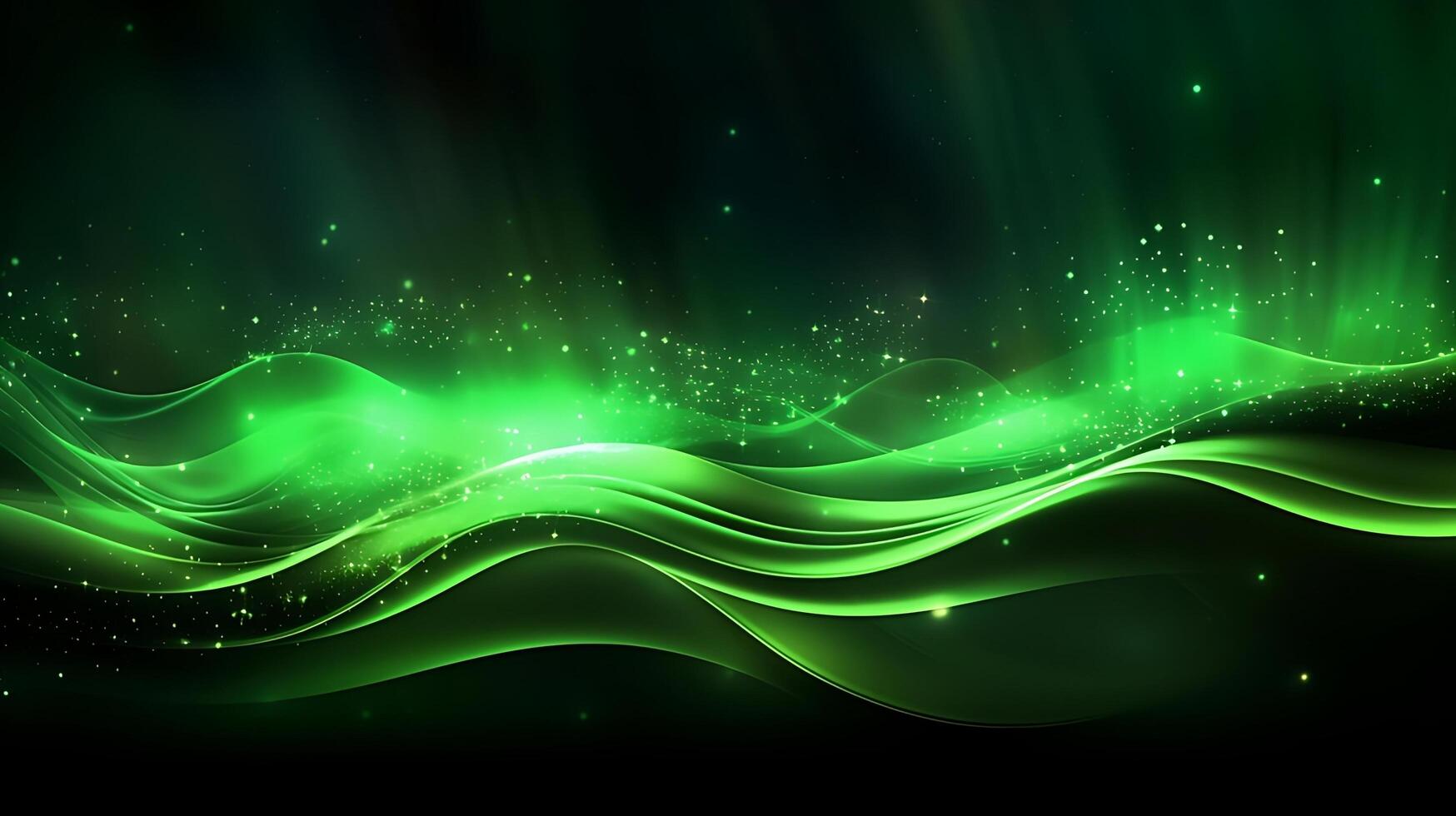 Abstract green luxury wave background with light effect. photo