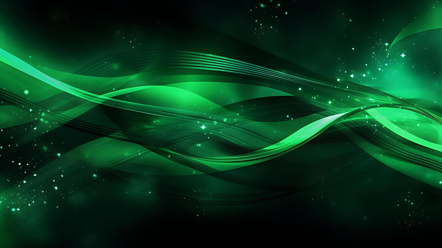 Abstract green luxury wave background with light effect. photo