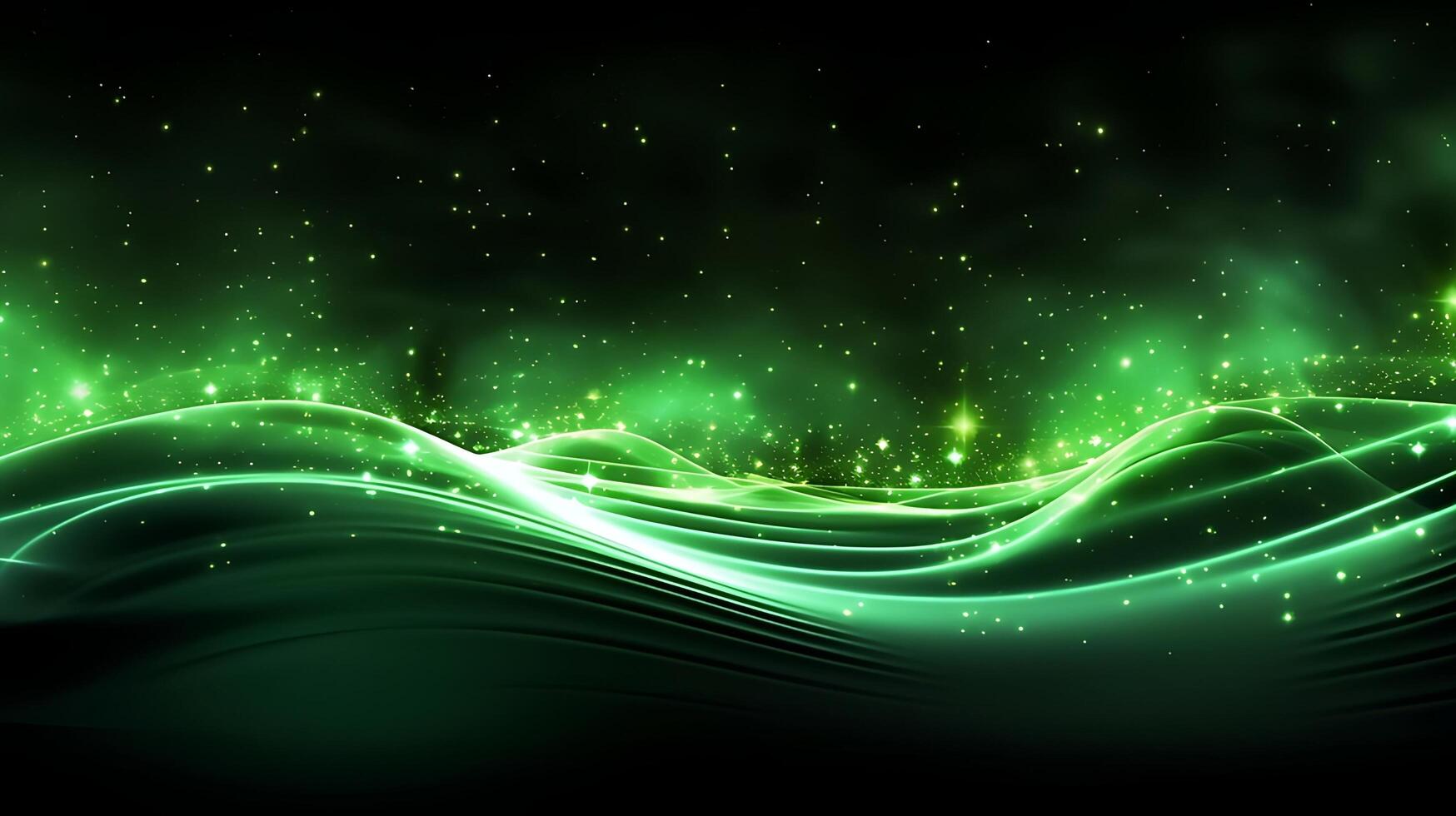 Abstract green luxury wave background with light effect. photo