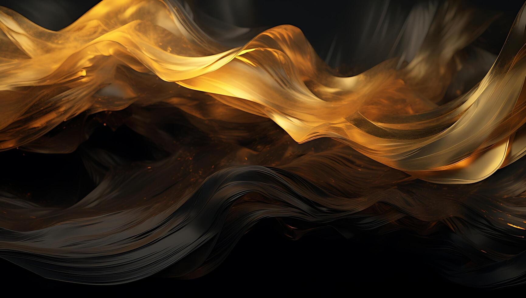 Abstract black gold wave background. AI Generated photo