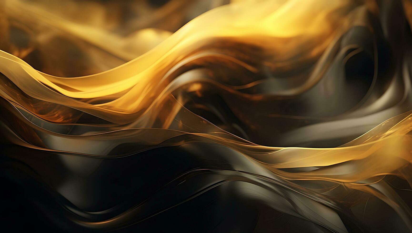 Abstract black gold wave background. AI Generated photo