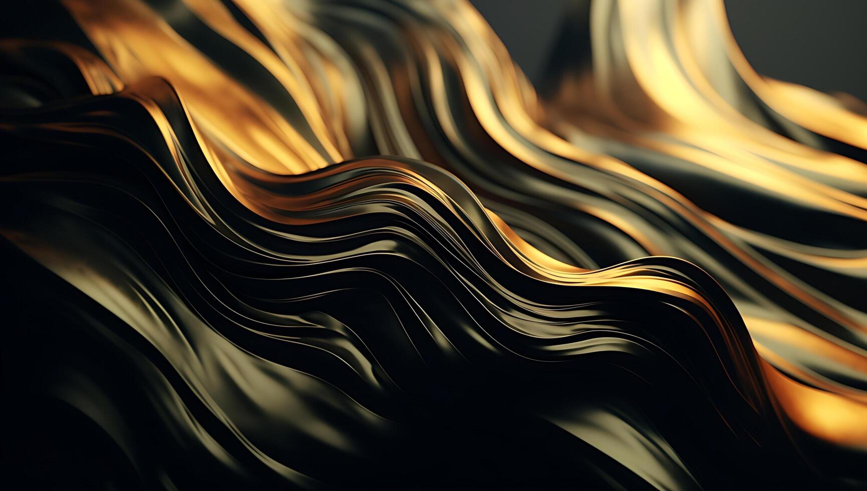 Abstract black gold wave background. AI Generated photo