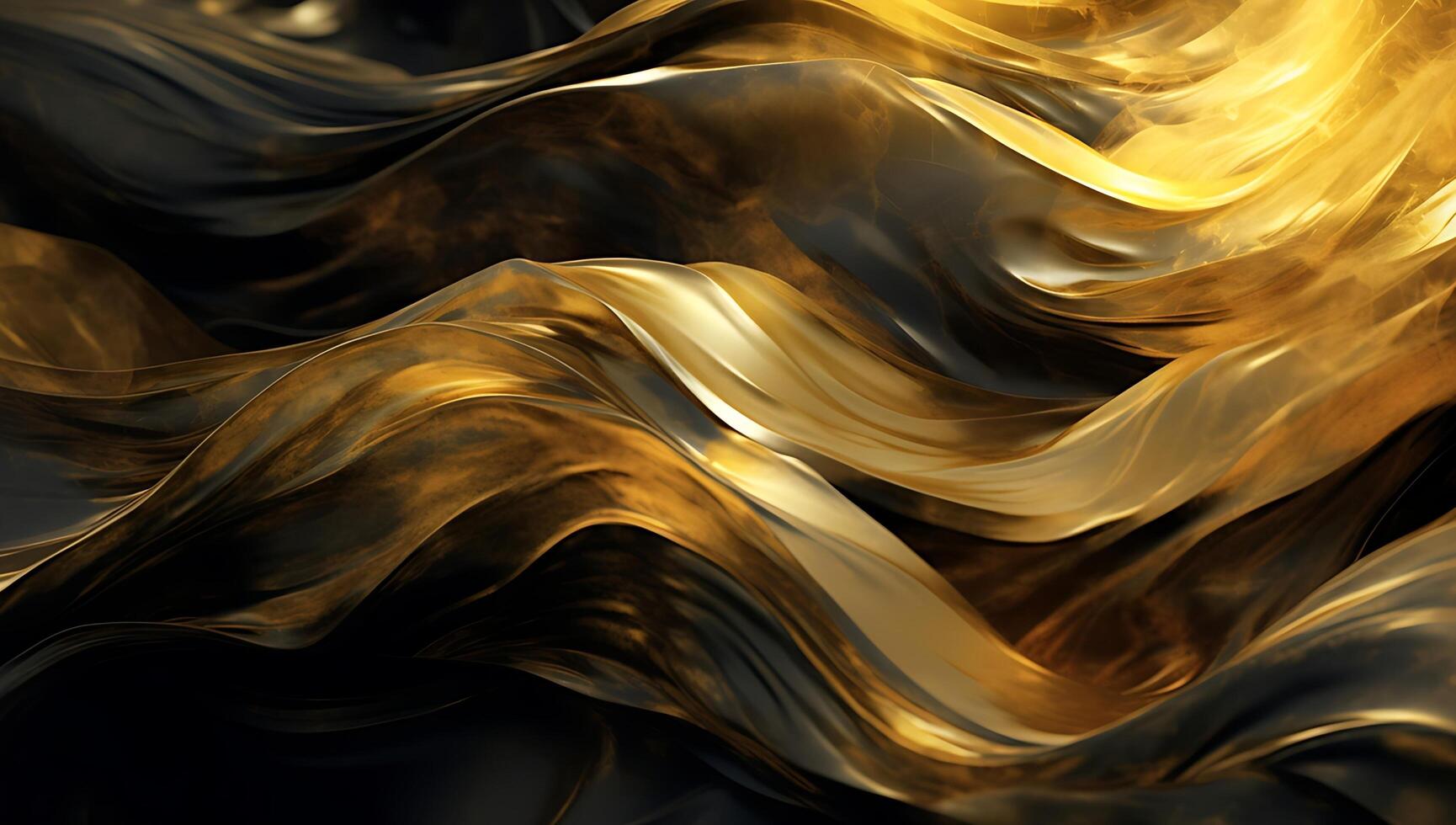 Abstract black gold wave background. AI Generated photo