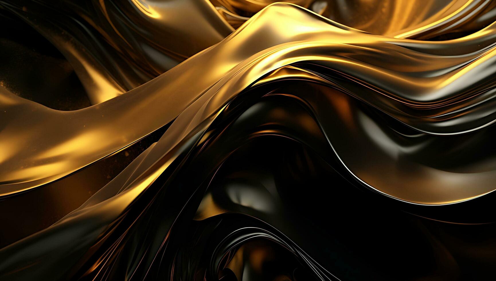 Abstract black gold wave background. AI Generated photo