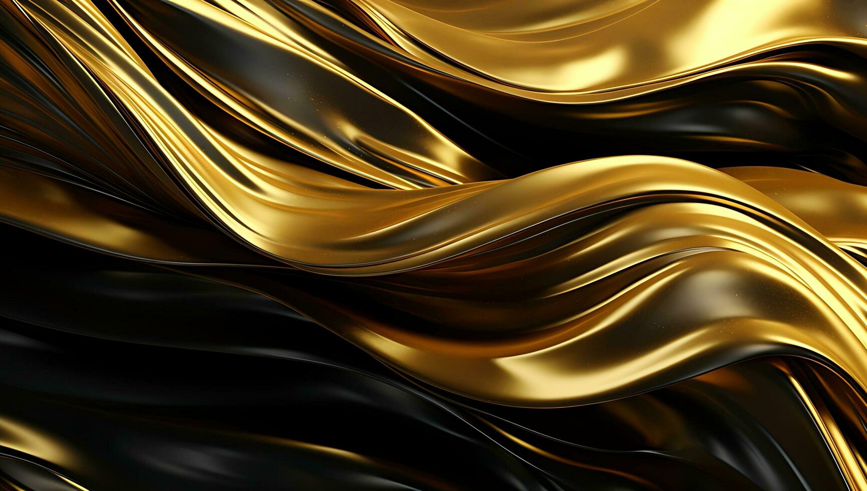 Abstract black gold wave background. AI Generated photo