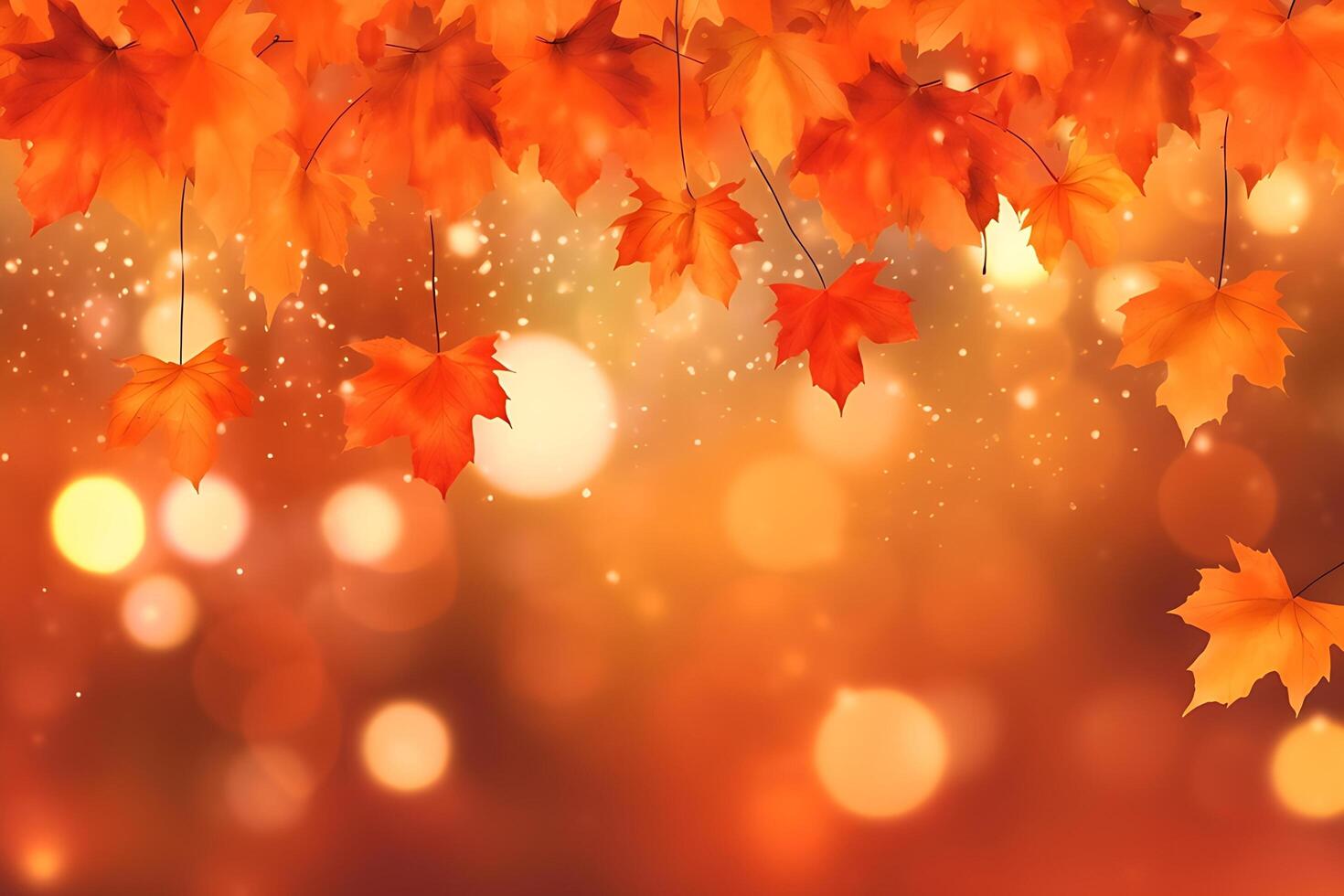 Realistic autumn background with colorful leaves illustration. photo