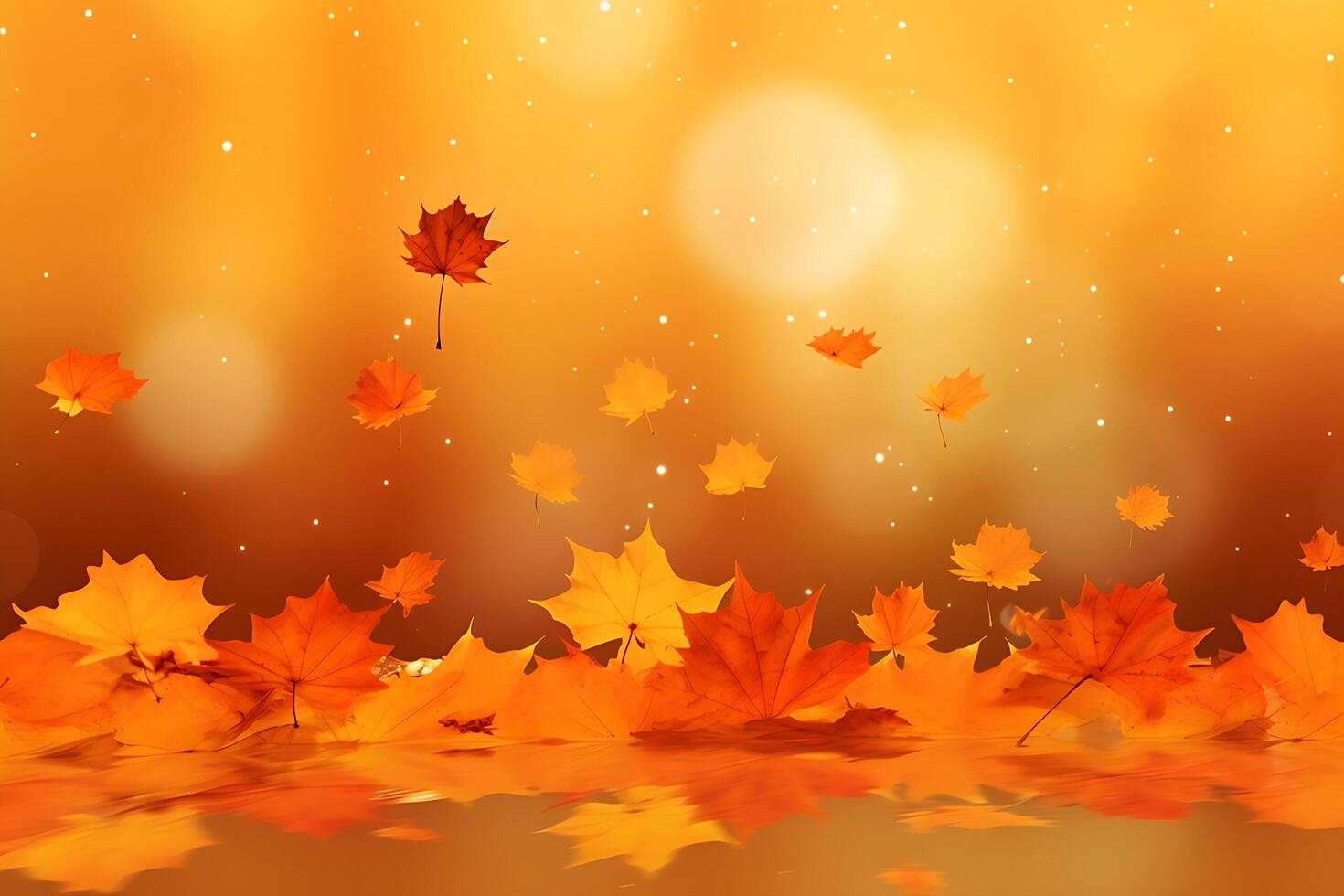 Realistic autumn background with colorful leaves illustration. photo