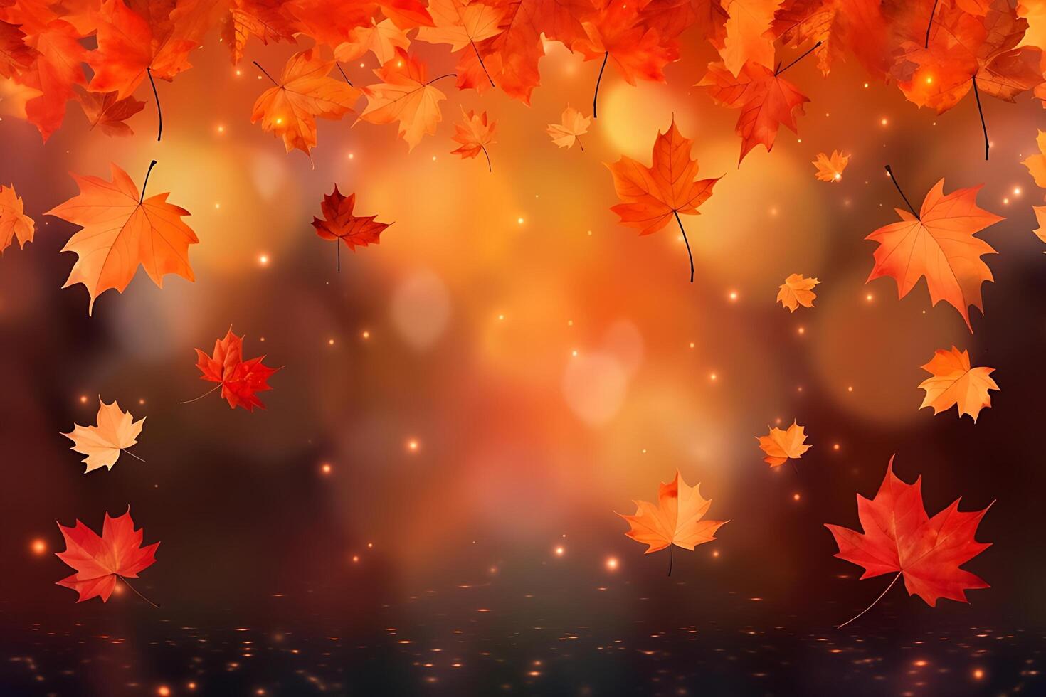 Realistic autumn background with colorful leaves illustration. photo
