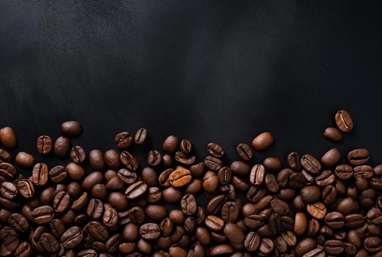 Fresh Coffee Beans On Dark Background with empty space for text. photo