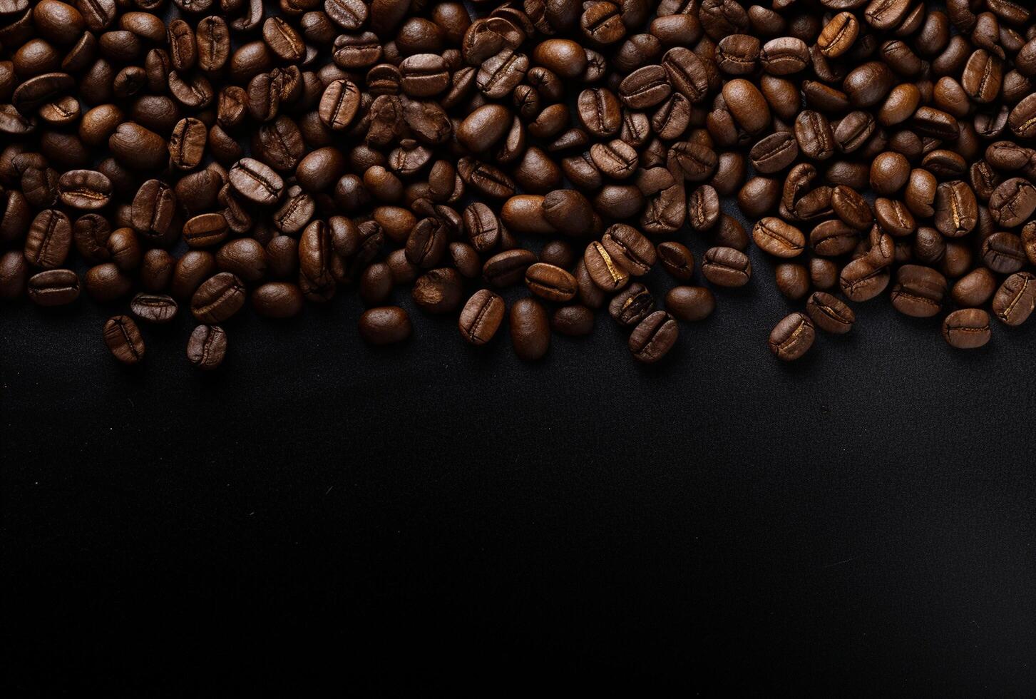 Fresh Coffee Beans On Dark Background with empty space for text. photo