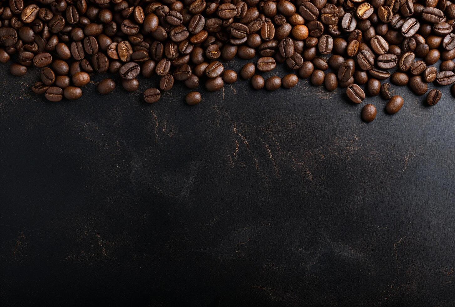 Fresh Coffee Beans On Dark Background with empty space for text. photo