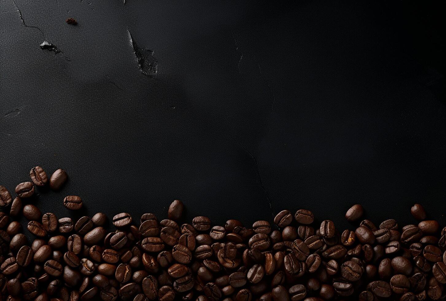 Fresh Coffee Beans On Dark Background with empty space for text. photo