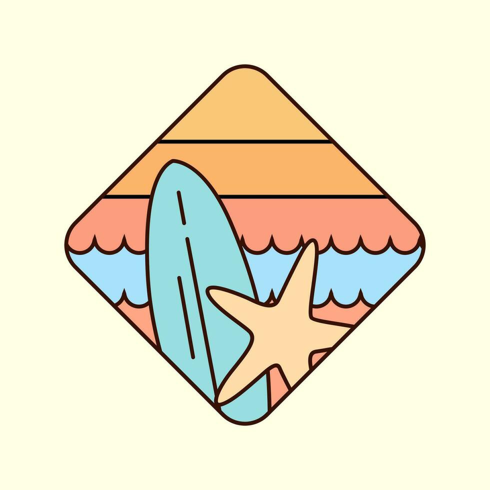 verano navegar playa vacaciones logo Insignia ilustración, mínimo viaje logo vector