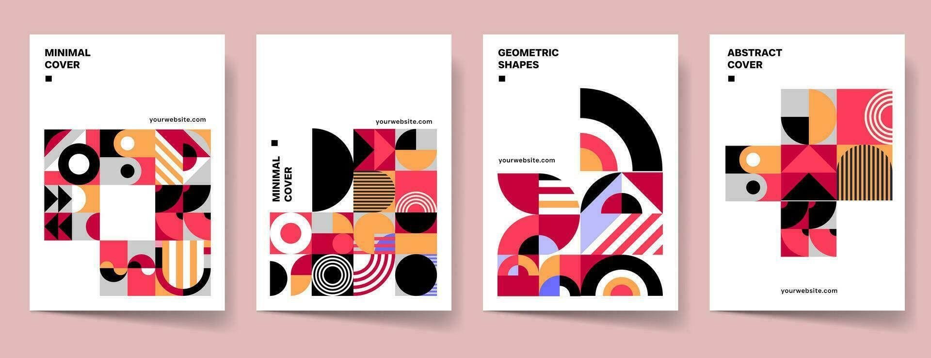 Colorful Poster Cover Design Set. Abstract Shape Background for Magazine Brochure Flyer and Busines Page Layout Template. Vector Illustration