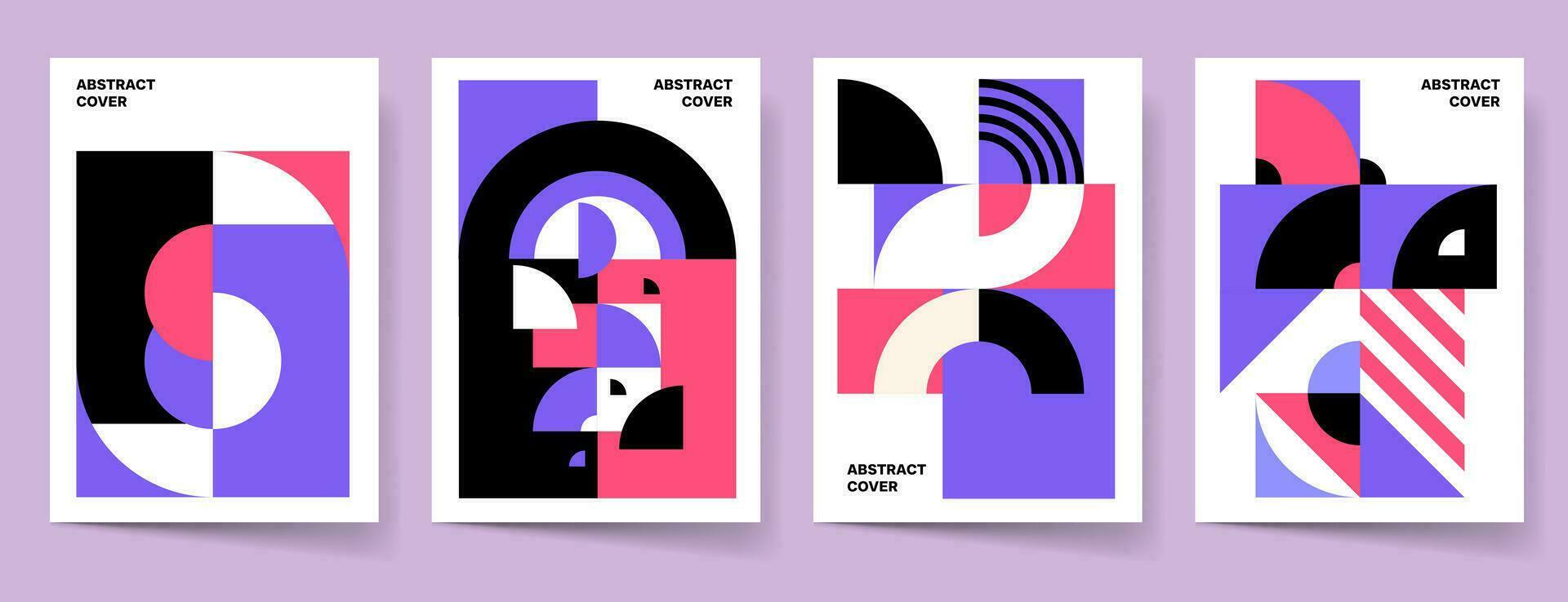 Trendy Geometric Poster Cover Set. Minimal   Abstract Shape Background for Magazine Brochure Flyer and Page Layout. Vector Illustration