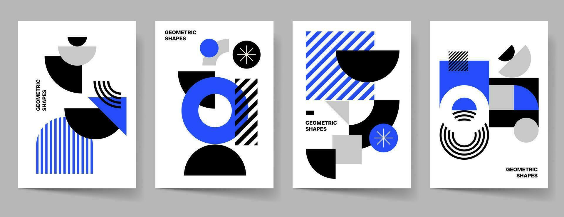 Minimal Geometric Abstract Cover Poster Set. Abstract Shape Background for Magazine Brochure Flyer and Page Layout. Vector Illustration