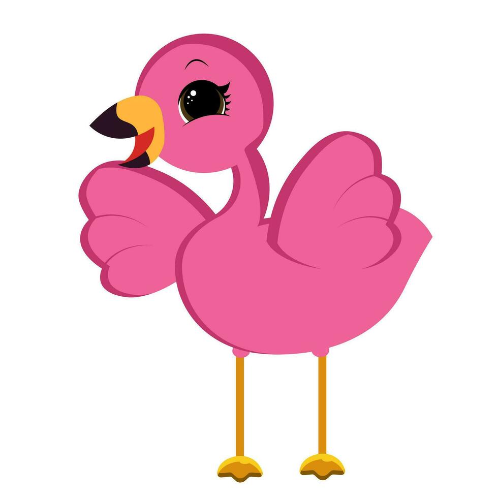 Cartoon flamingo isolated on white background. Vector illustration.