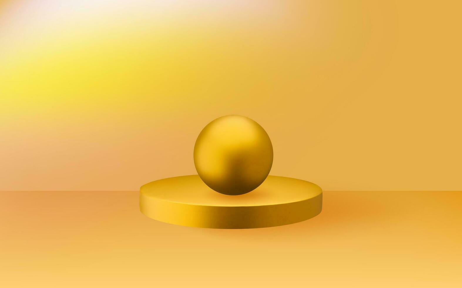 Empty 3d round golden podium with  prism overlay.Light yellow minimal wall scene.Abstract geometric platforms. vector