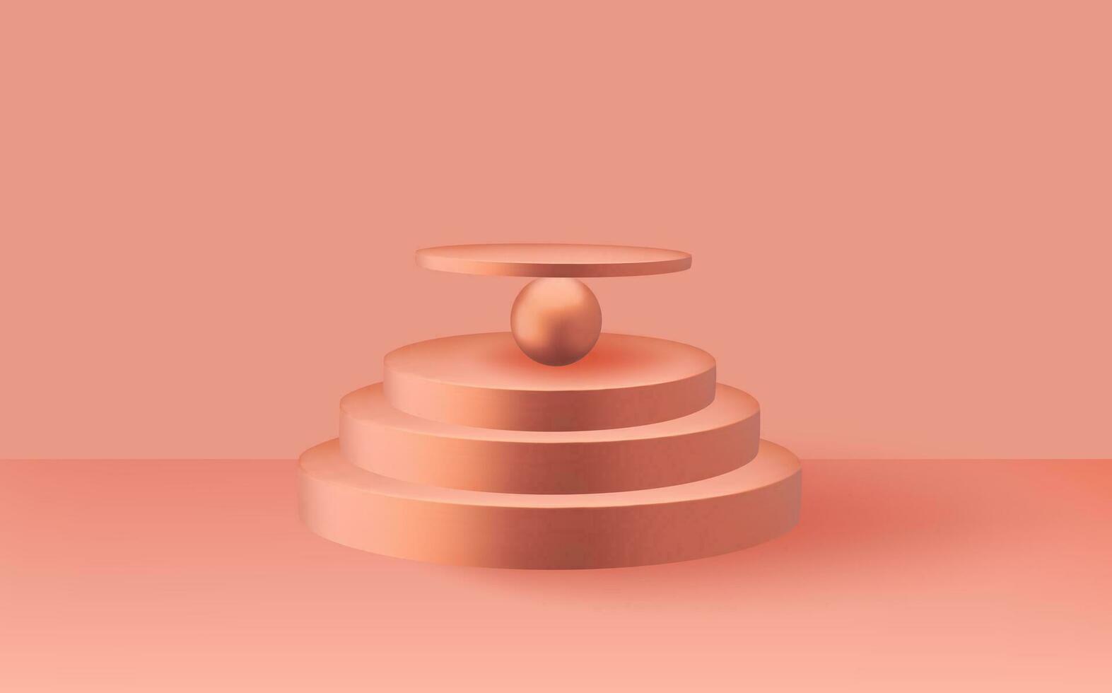 Empty 3d round golden podium with  prism overlay.Light yellow minimal wall scene.Abstract geometric platforms. vector