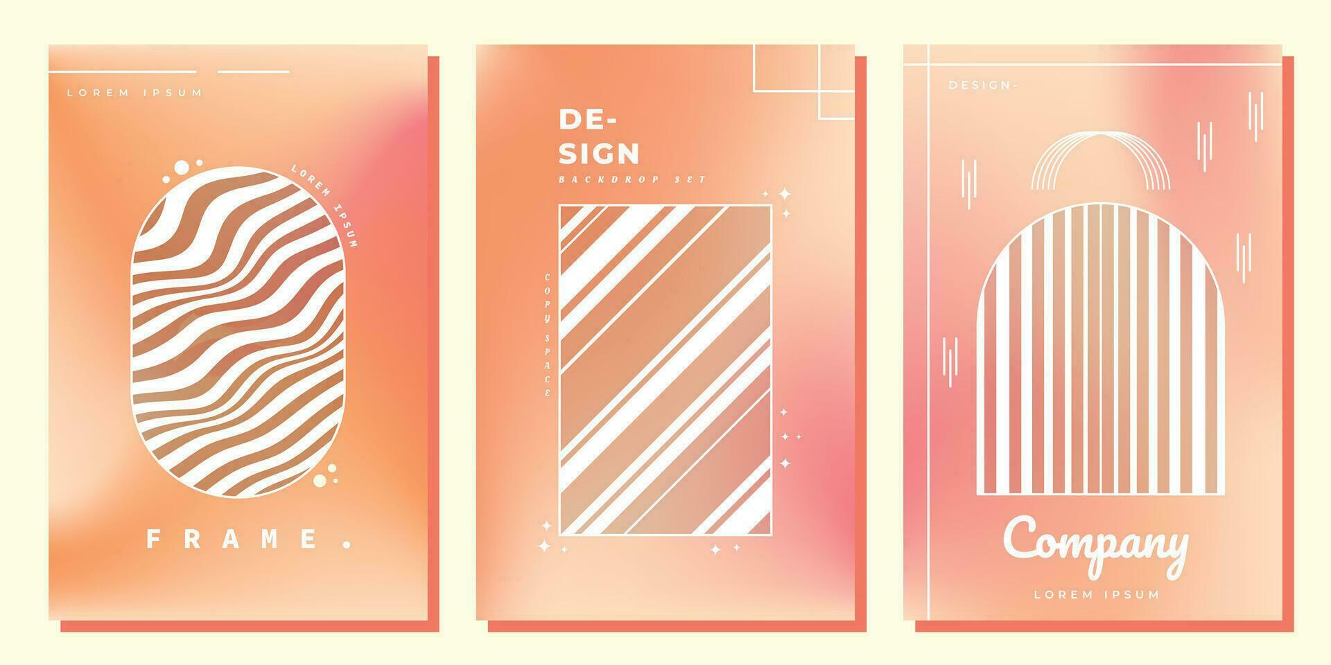 Orange and pink gradient mesh background with abstract frame and ornament copy space. Modern vertical backdrop design for poster, banner, leaflet, pamphlet, flyer, cover, or magazine. vector