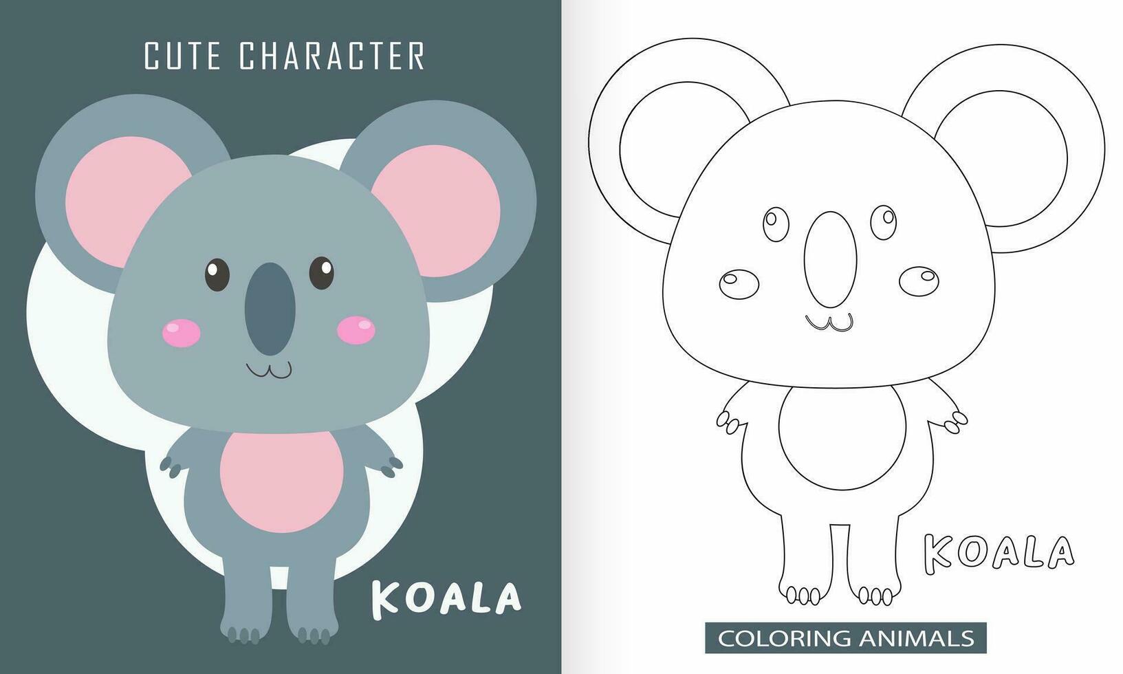 animal personaje colorante libro para linda coala vector