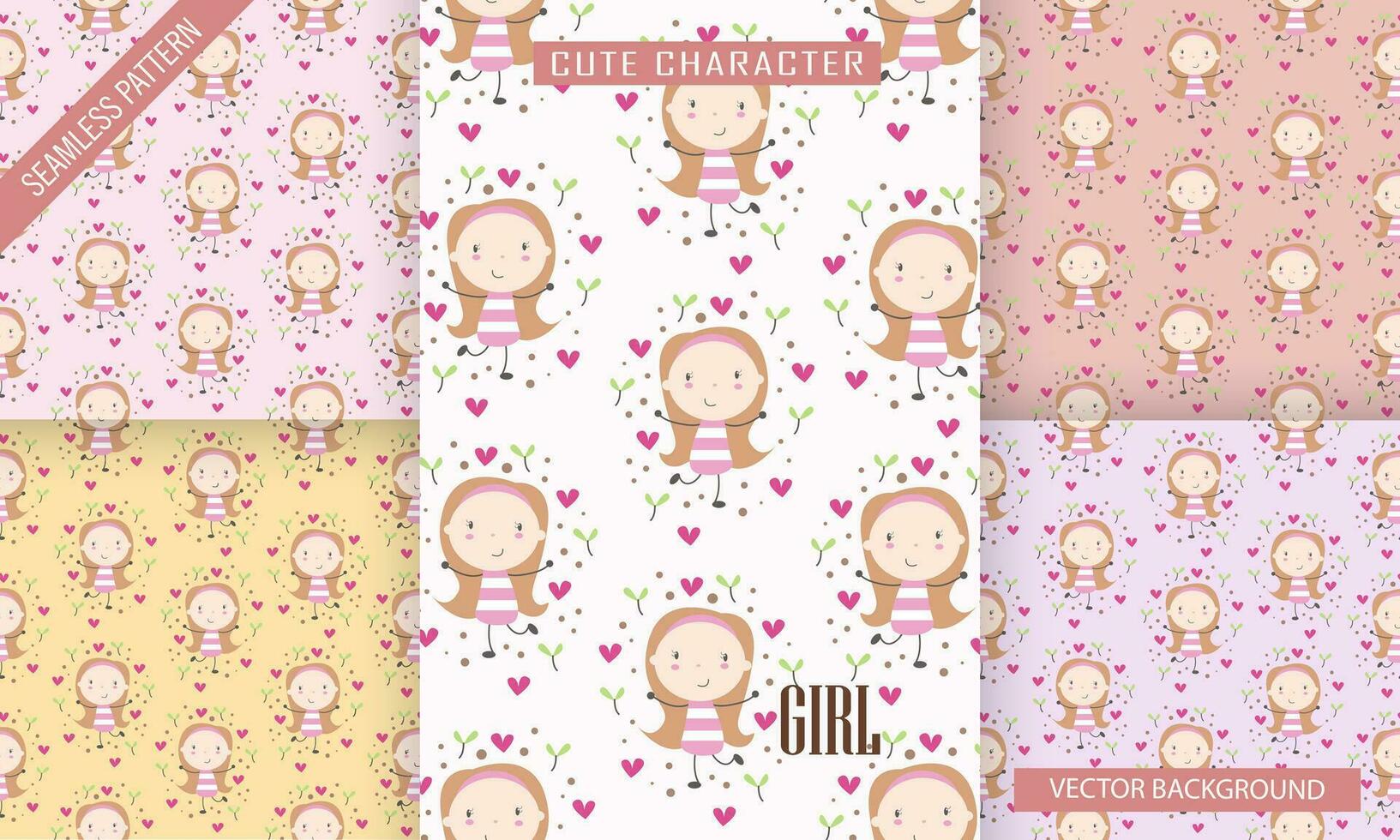 Seamless pattern cute character children vector