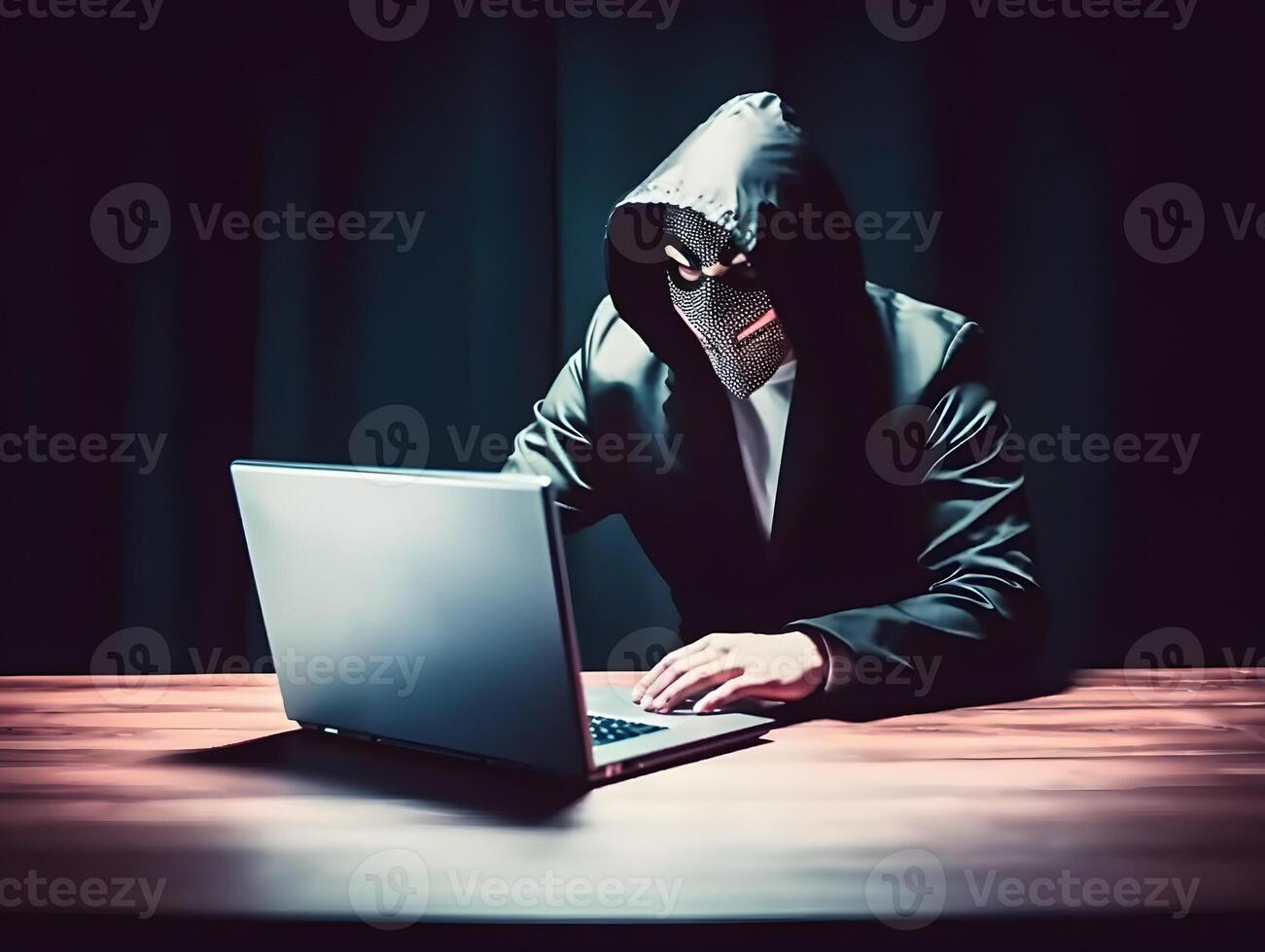 Hacker with hoodie. Concept of dark web, cybercrime, cyberattack. image photo