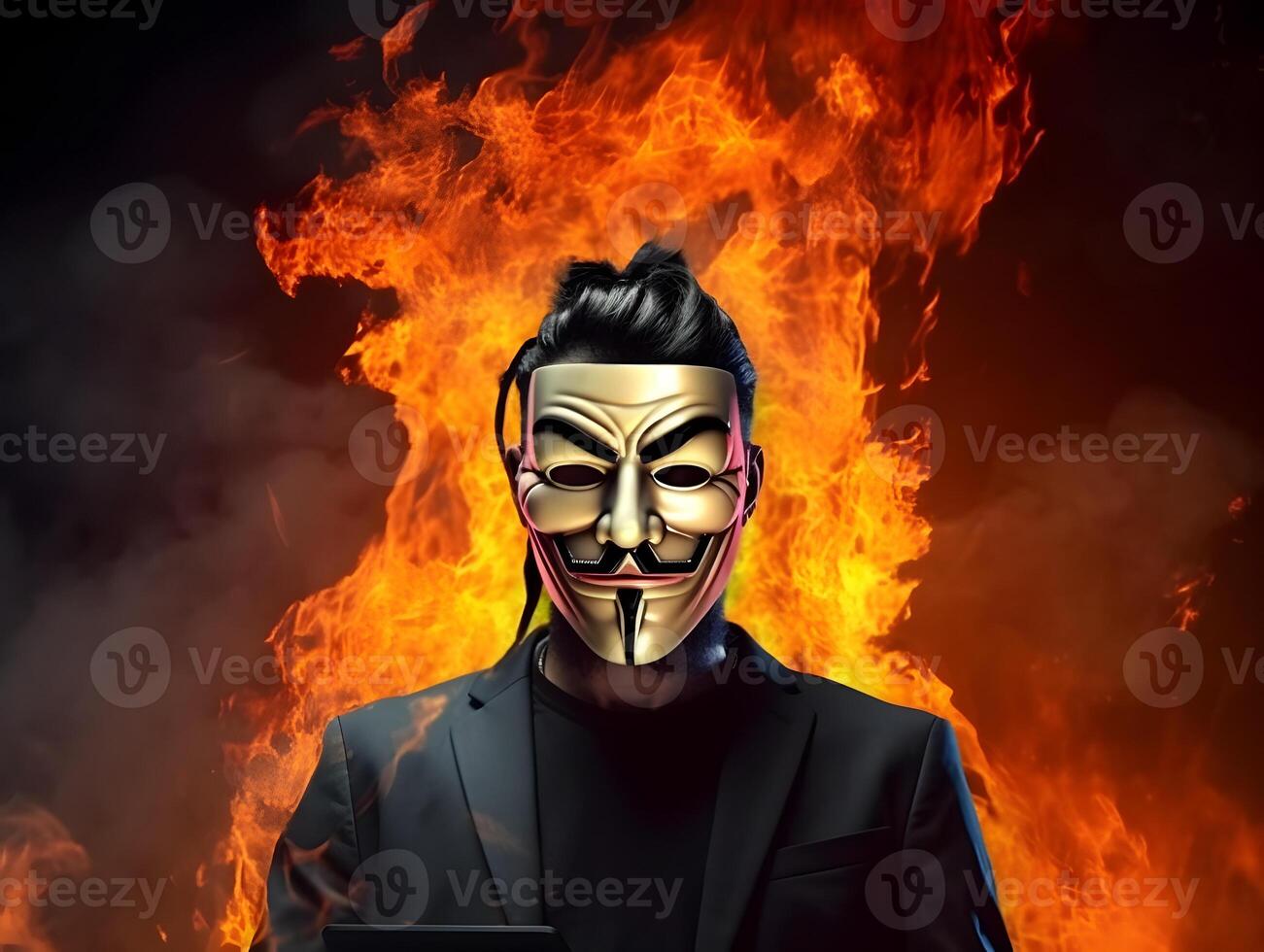 Anonymous hacker. Concept of hacking cybersecurity, cybercrime, cyberattack. image. photo