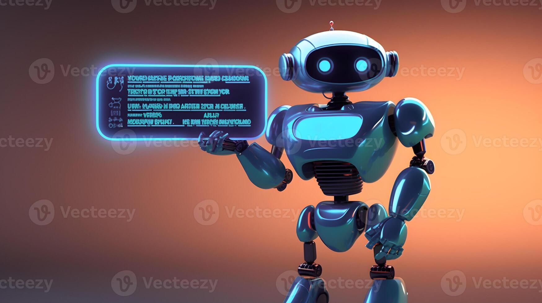 robot con charla caja. concepto de chatbot o ai asistente. ai generado foto