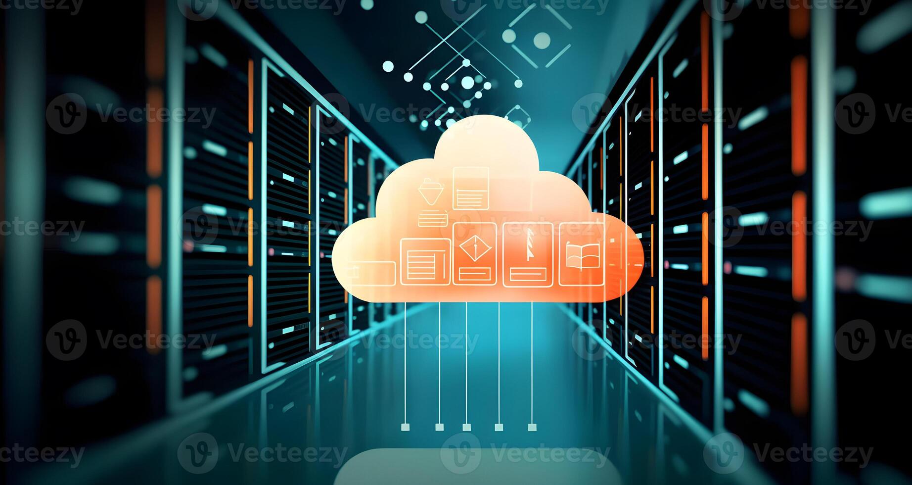 Cloud data storage, database concept. photo