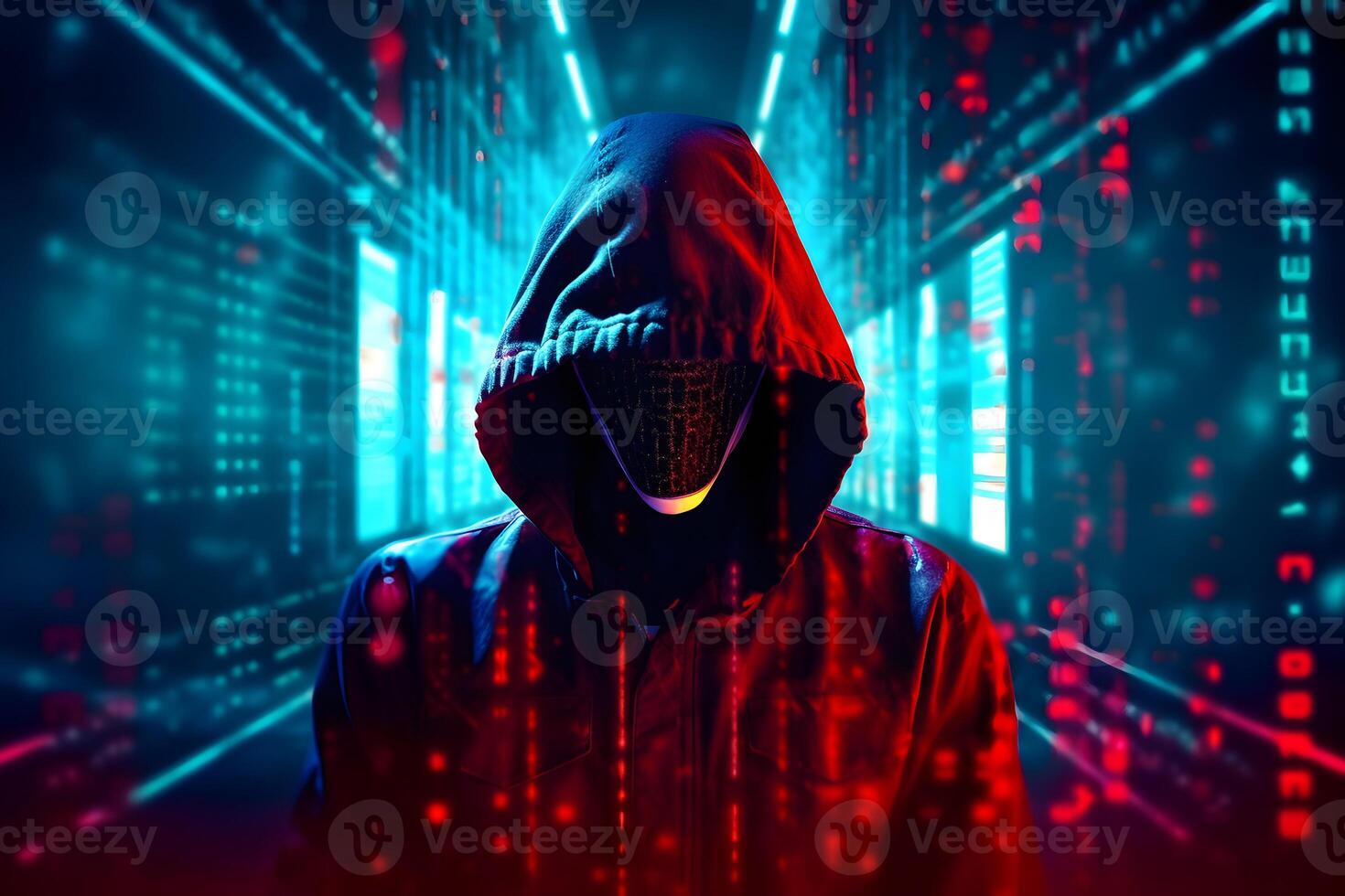 Anonymous hacker. Concept of cybercrime, cyberattack, dark web. photo