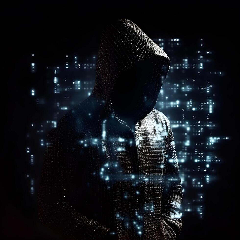 Anonymous hacker. Concept of cybercrime, cyberattack, dark web. photo