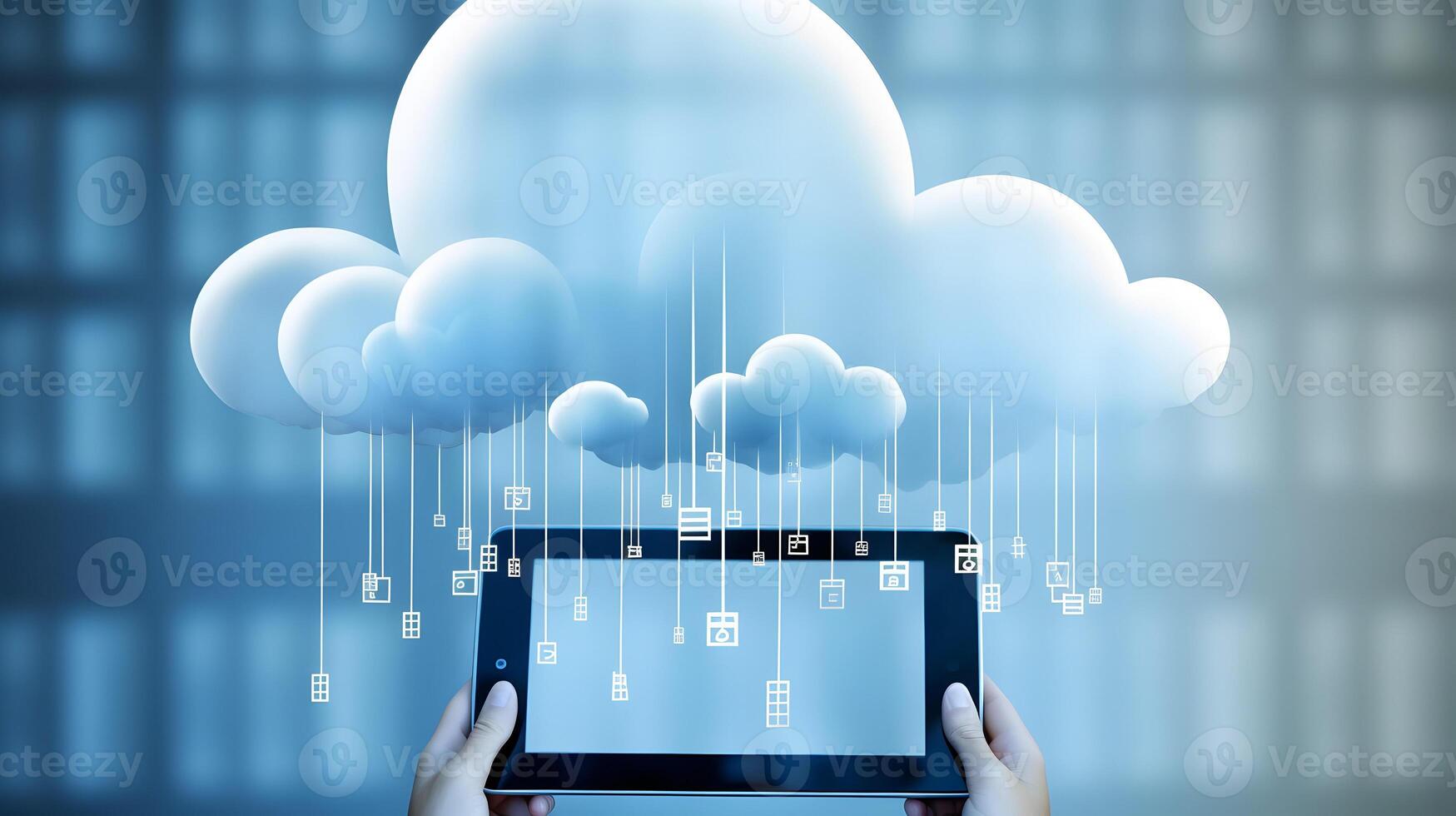 Cloud data storage, data transfer concept. photo