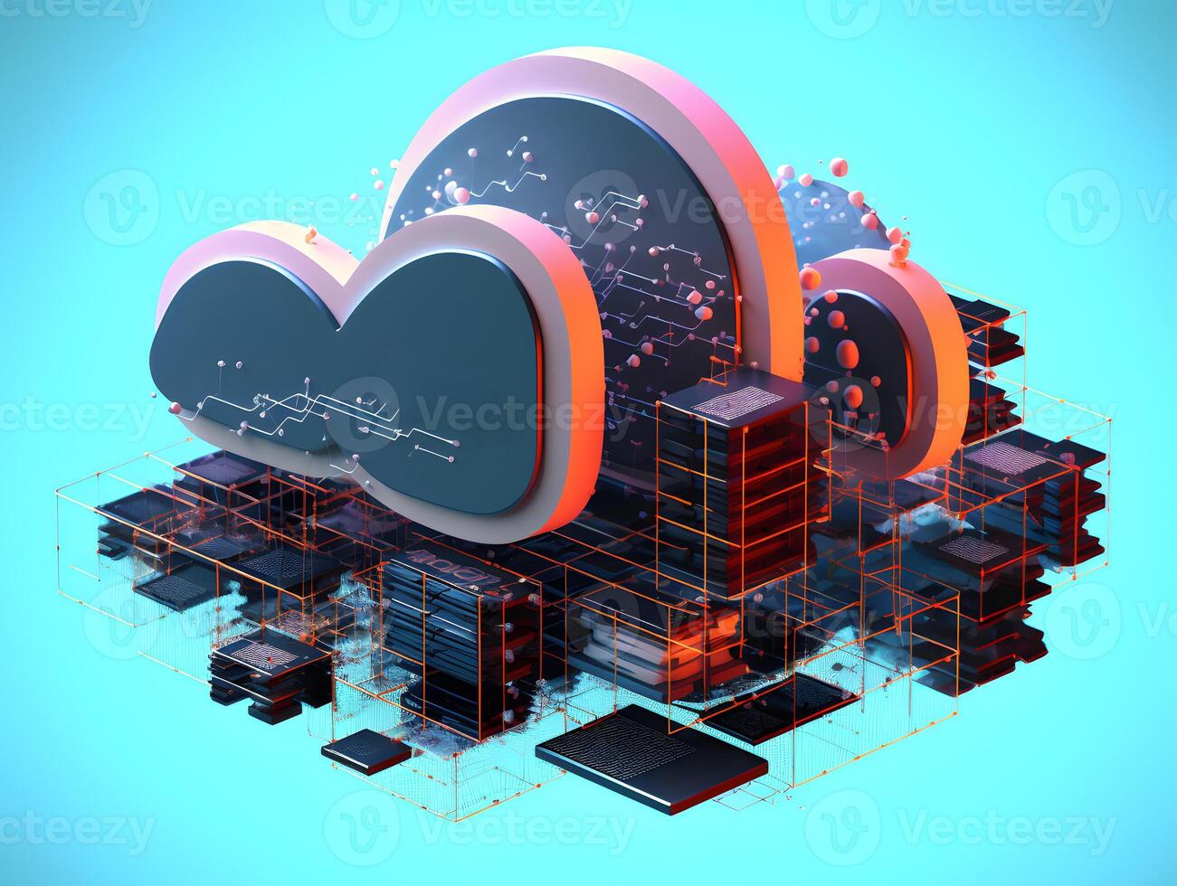 Cloud data storage, database concept. photo