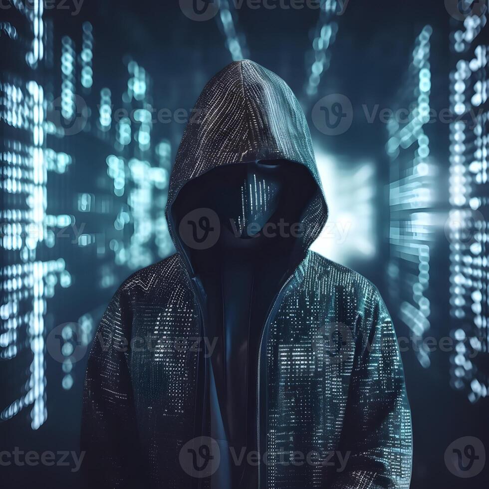 Anonymous hacker. Concept of cybercrime, cyberattack, dark web. photo