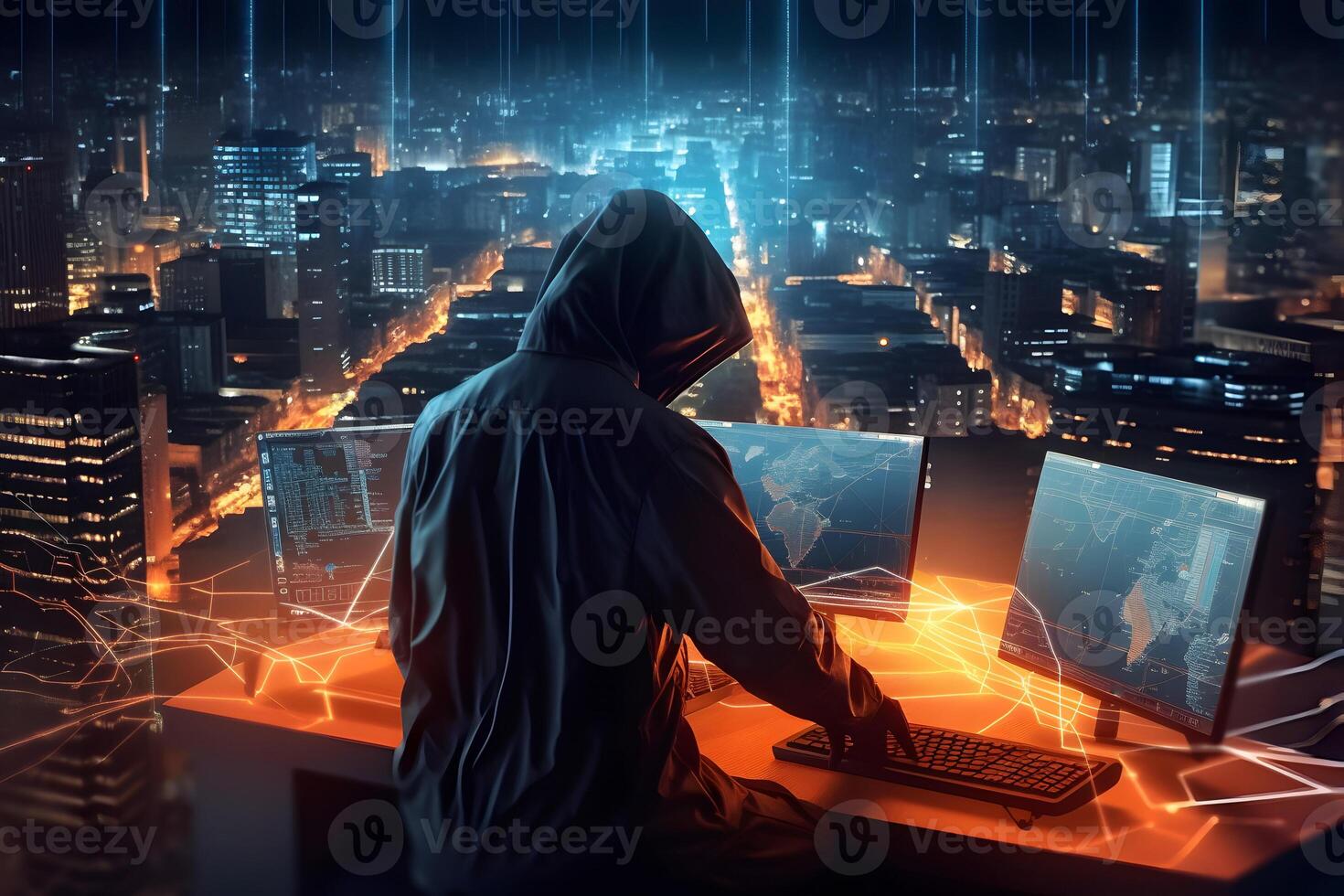 Anonymous hacker. Concept of dark web, cybercrime, cyberattack, etc. image photo