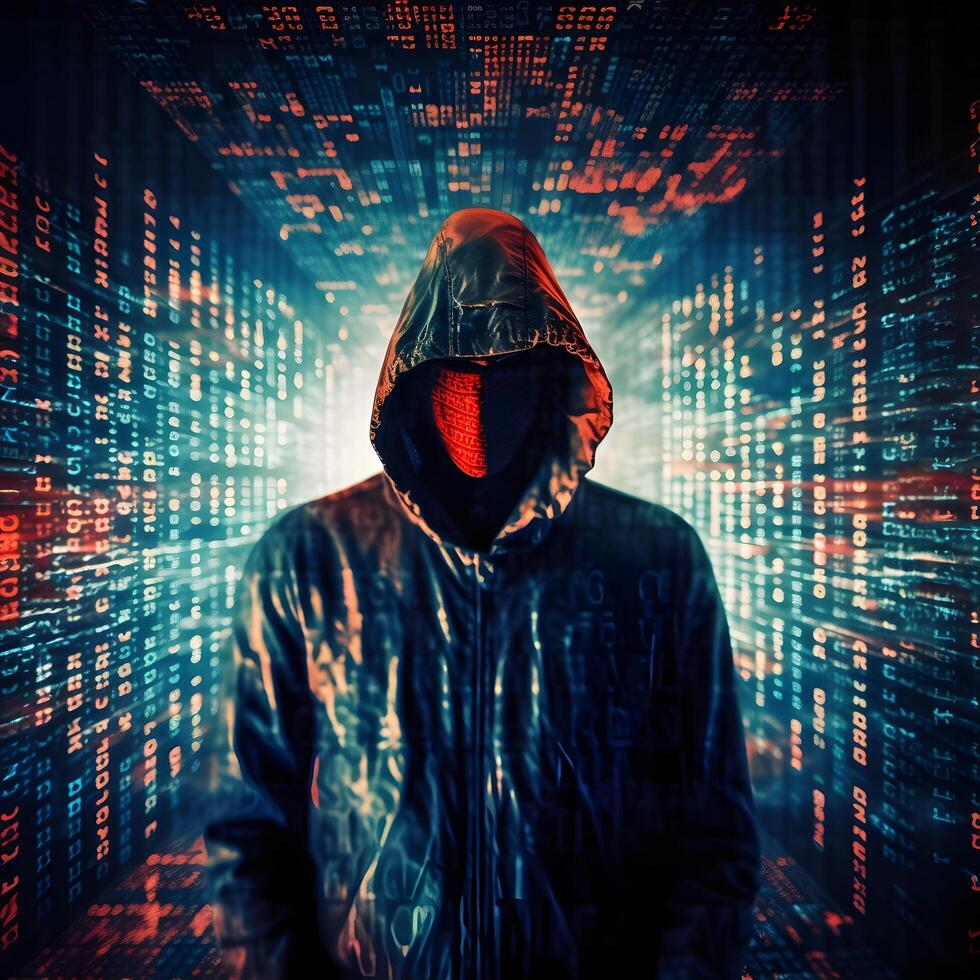 Anonymous hacker. Concept of cybercrime, cyberattack, dark web. photo