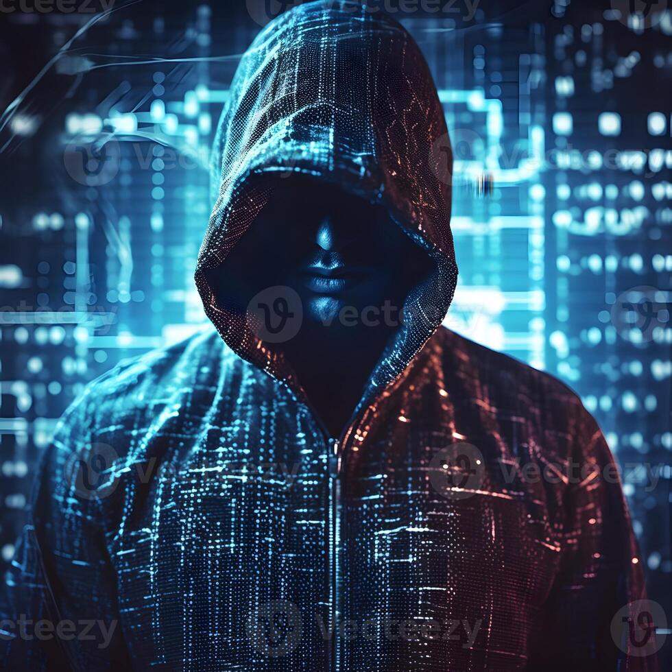 Anonymous hacker. Concept of cybercrime, cyberattack, dark web. photo
