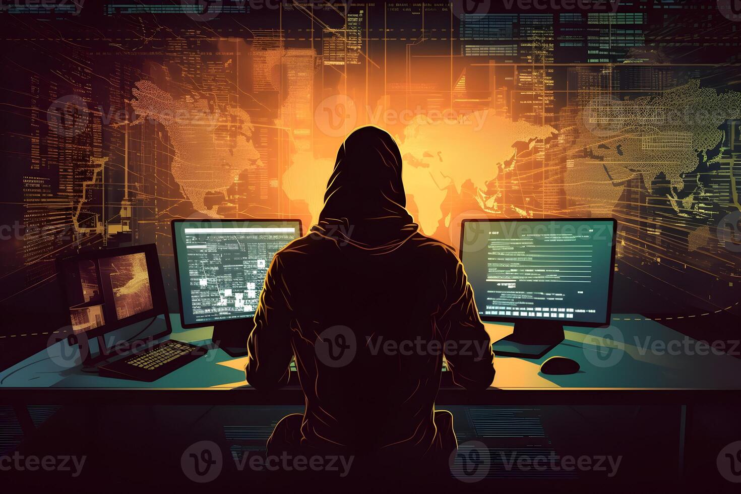 Anonymous hacker. Concept of dark web, cybercrime, cyberattack, etc. image photo