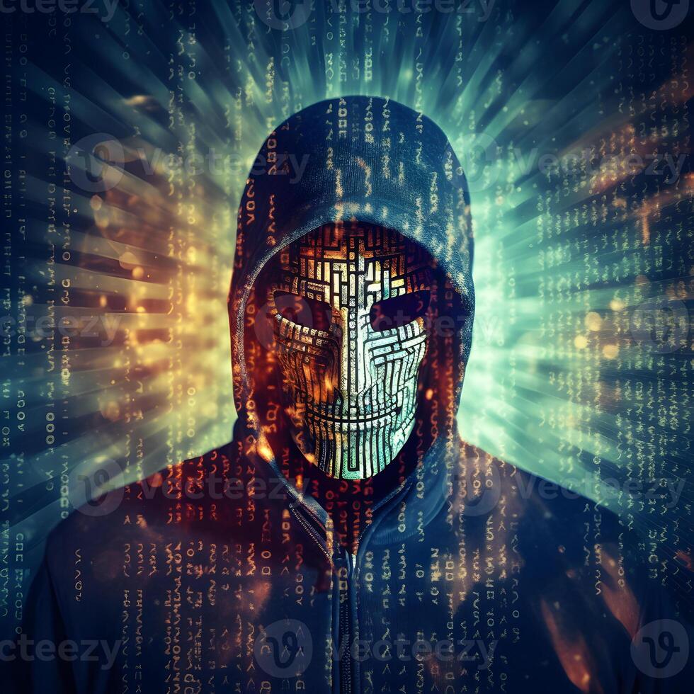 Anonymous hacker. Concept of cybercrime, cyberattack, dark web. photo