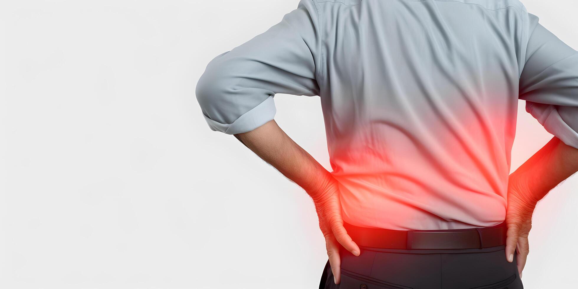 Asian man suffering from low back and loin pain. . photo