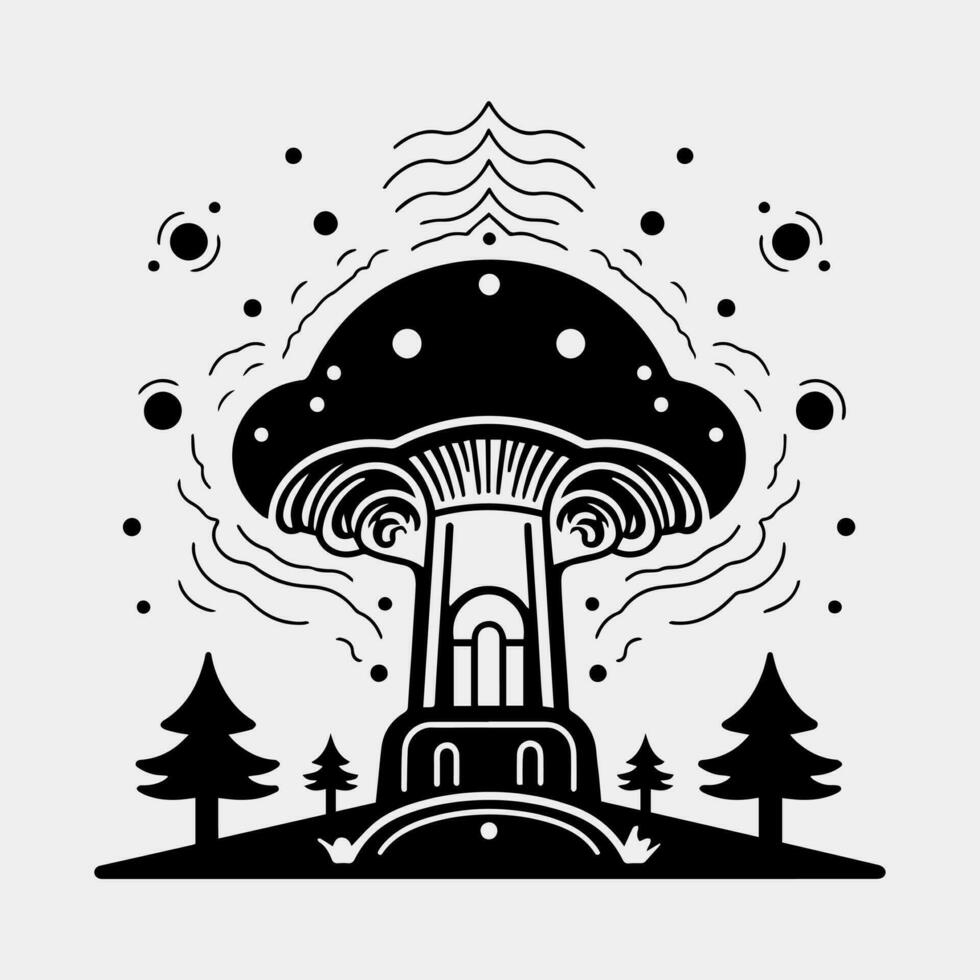 mushroom mystical icon vector isolated on white background