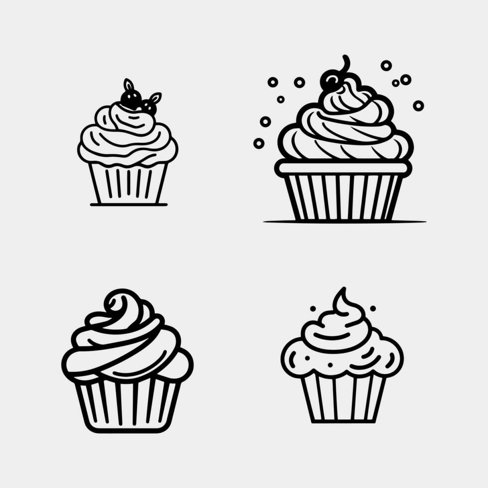 cup cake icon vector isolated on white background