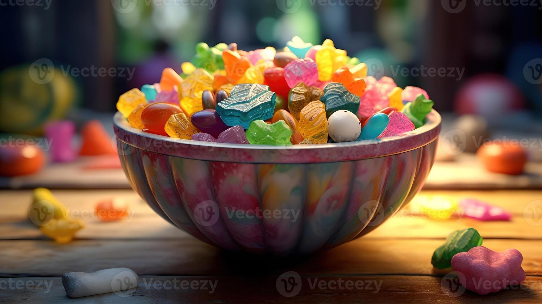 colorful candies in a bowl , photo