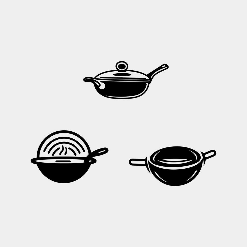 set of Frying pan vector icon vector isolated on white background